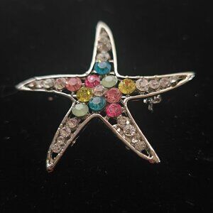 Vintage Colorful Rhinestones Starfish - Glows Under Blacklight